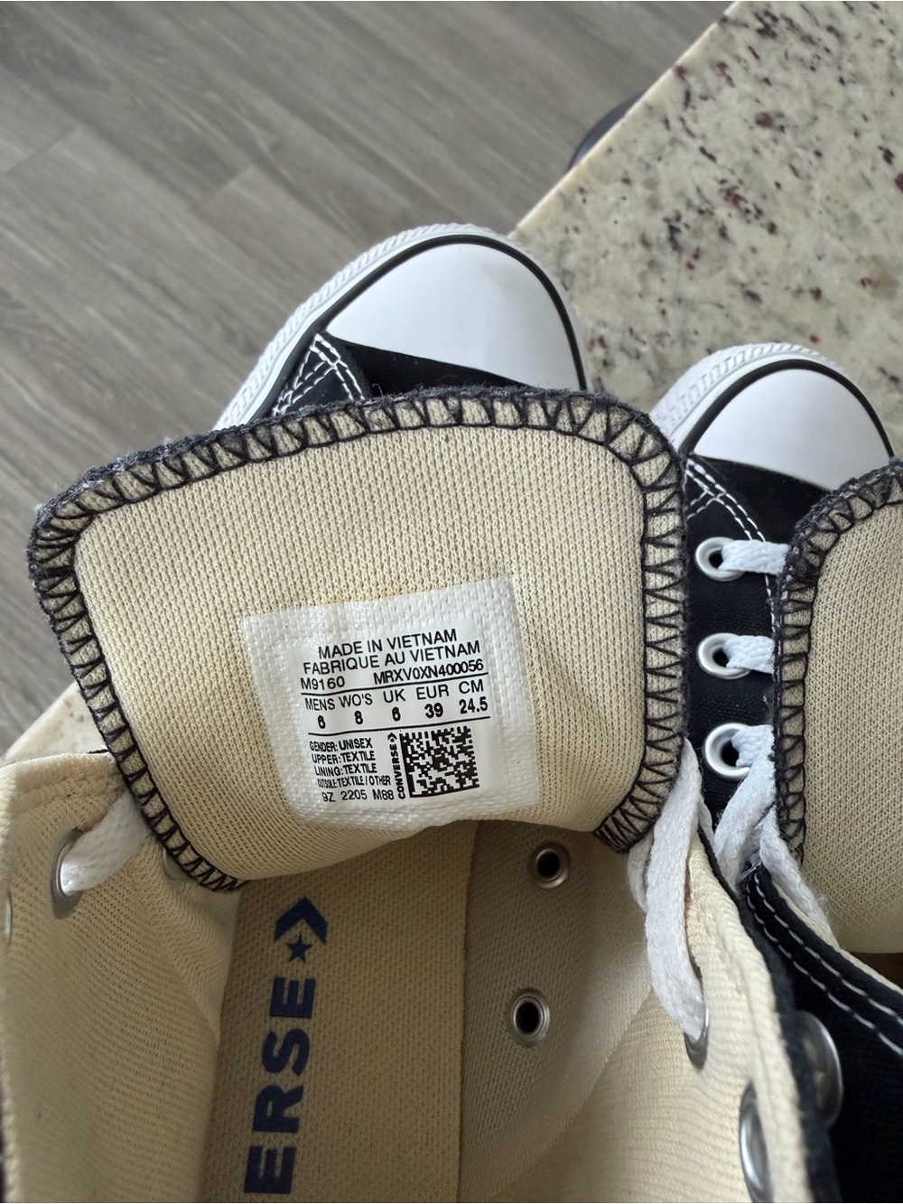 Converse Women’s High Top Canvas Sneakers in Black and White - Picture 7 of 12
